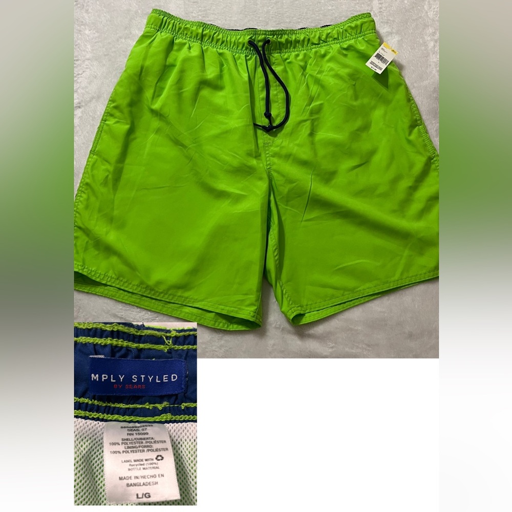 Simply Styled Men's Vibrant Lime Green Swim Shorts